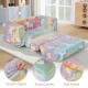 Colorful 2-in-1 flip out kids sofa chair with flannel cover, smooth zippers, and side pocket for toys, ideal for.
