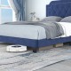 Queen size velvet bed frame with button tufted headboard and under-bed storage, ideal for bedrooms and guest rooms.