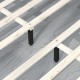 Queen size bed frame wooden slats with black legs, providing sturdy support for a velvet headboard in a stylish design.