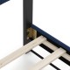 Close-up of the wooden slats and metal connection of the Queen Size Velvet Bed Frame with tufted headboard for sturdy.