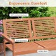 Close-up of the Outdoor Wooden Bench showing the slatted backrest and seat, designed for ergonomic comfort for two.
