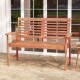 Patio solid wood loveseat bench with inclined backrest and slatted seat, perfect for outdoor relaxation on patios or.