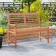 Patio solid wood loveseat bench with inclined backrest and slatted seat, ideal for outdoor relaxation on patios or.