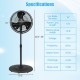 Close-up of the 16-inch outdoor misting fan's adjustable height mechanism and independent water flow valve for.