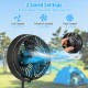 16-inch oscillating pedestal fan with 3 speed settings and mist levels, ideal for outdoor use in gardens and patios.