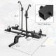 2-inch hitch mount bike rack for 2 bikes, featuring a tilt-able design, adjustable wheel holders, and durable metal.