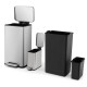 Step trash can combo set featuring a 10.5 gal stainless steel can and a 1.6 gal black can, ideal for kitchen and office.