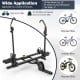 2-inch hitch mount bike rack for 2 bikes, featuring a tilt-able design and adjustable wheel holders for stability.