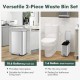 10.5-gallon and 1.6-gallon stainless steel trash can set, ideal for kitchen, bathroom, and office use with detachable.