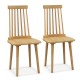 Set of 2 Windsor dining chairs with high spindle back, made of natural rubber wood, ideal for dining rooms.