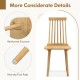 Windsor dining chair with ergonomic spindle back, natural rubber wood legs, and anti-slip foot pads for stability.