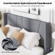 Upholstered wingback headboard in gray with comfy filling and side pockets, perfect for Full/Queen size bed frames.