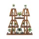 5-tier wood plant stand made of natural pine, featuring 10 open shelves for displaying plants and decorations.