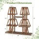 5-tier wood plant stand with 10 open shelves, crafted from natural pine for outdoor or indoor plant display.