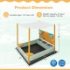 Dimensions of the kids sandbox with removable canopy, solid fir wood, and sand wall for ages 3-8, perfect for outdoor.