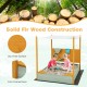 Kids sandbox with solid fir wood construction, removable canopy, and sand wall for outdoor play and creativity.