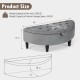 Half-moon storage bench in gray with rubber wood legs, featuring tufted top and hidden storage for versatile use.