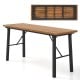 Folding picnic table with acacia wood surface and metal frame, perfect for indoor and outdoor dining activities.