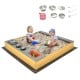 Wooden sandbox with kitchen playset accessories, featuring solid fir wood construction for kids aged 3-8, ideal for.