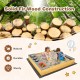 Wooden sandbox with solid fir wood construction, featuring a kitchen playset for kids aged 3-8, perfect for outdoor fun.