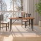Folding picnic table featuring a smooth acacia wood surface and sturdy metal frame, ideal for family gatherings indoors.