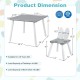 Kids table and chairs set in gray with bunny ear backrest, perfect for arts, crafts, and snack time for ages 3-6.