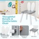 Kids chair with cute bunny ear backrest, gray waterproof surface, and wide seat for comfort in playrooms or nurseries.