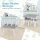 Kids table and chairs set in gray with bunny ear backrest, designed for arts, crafts, and easy storage options.