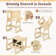 3-in-1 foldable kitchen standing tower for toddlers in natural wood, easily converts to a step stool and chalkboard.