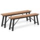 Rectangular folding picnic bench set made of acacia wood with sturdy metal legs, ideal for outdoor dining and camping.