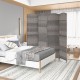 4-panel gray folding privacy screen with hand-woven pattern, ideal for defining spaces in home office or living room.