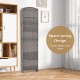4-panel gray folding privacy screen with hand-woven pattern, space-saving design, ideal for home office or living room.
