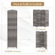 4-panel gray folding privacy screen with hand-woven pattern, adjustable to W-shaped or L-shaped for versatile room use.