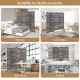 4-panel gray folding privacy screen with hand-woven pattern, ideal for living room, office, or bedroom separation.