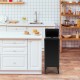 Black 13.2-gallon stainless steel trash can with stay-on lid and soft closure, ideal for a hygienic kitchen setup.
