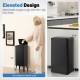 Elevated black 13.2-gallon stainless steel trash can with detachable legs and soft-close lid for hygienic waste.
