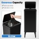 Black 13.2-gallon stainless steel trash can with stay-on lid and soft closure, designed for hygienic waste disposal.