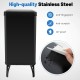 Black 13.2-gallon stainless steel trash can with stay-on lid, soft closure, and anti-fingerprint finish for hygienic.