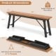Folding picnic bench set with acacia wood top and sturdy metal legs, accommodating 2-3 people for outdoor dining.