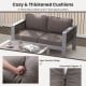 Patio aluminum loveseat sofa with thick gray cushions, featuring high-density fillings and convenient zippers for.