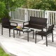 4-piece patio furniture set featuring brown/black PE rattan and a galvanized metal frame, perfect for backyard.