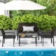 4-piece patio furniture set featuring brown PE rattan chairs and a coffee table, perfect for poolside relaxation.