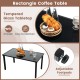 Rectangle coffee table with smooth tempered glass top and adjustable footpads, perfect for outdoor patio use.