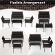 Flexible arrangement of a 4-piece patio set showcasing versatile seating options and a stylish coffee table for outdoor.