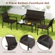 4-piece patio furniture set featuring brown PE rattan, ergonomic curved seats, and a spacious coffee table for outdoor.