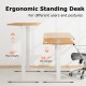 Electric standing desk with adjustable height settings, showcasing max 48" and min 28.7" for ergonomic use.