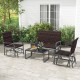 4-piece patio gliding set with brown wicker, cushioned seats, and tempered glass coffee table for outdoor relaxation.