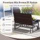Patio gliding loveseat in premium mix brown PE rattan with cushioned seats, ideal for backyard relaxation.