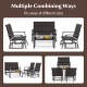 4-piece patio gliding set with brown wicker, cushioned seats, and tempered glass table for versatile outdoor use.