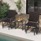 3-piece patio gliding set with brown rattan chairs and tempered glass coffee table, perfect for outdoor relaxation.